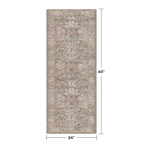Washable Moss Green 2x5 Neutral Runner Rug for Bathroom (Moss / 2' x 5' (Runner))