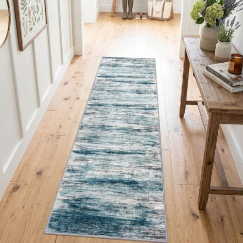 Modern Abstract Hallway Runner Rug 2x6 Washable Rug Runner Blue (Blue / 2' x 6' (Runner))