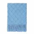 Blue Throw Blanket 60x80 Inch Boho Knitted Soft Throw Sofa Blanket (Blue / 60"x80")