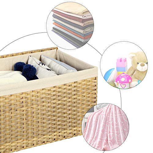 Woven Storage Basket with Lid (160 L / Natural)