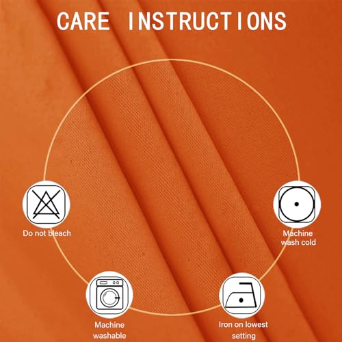 Blackout Curtains 52 x 90 Inch Long Orange Curtains Set of 2 Panels Room Darkening Curtains for Bedroom and Living Room (Orange / 52"W x 90"L (Pack of 2))
