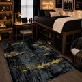 Washable 4'x6' Abstract Area Rug for Living Room Black Gold (Black/Gold / 4' x 6' (Rectangular))