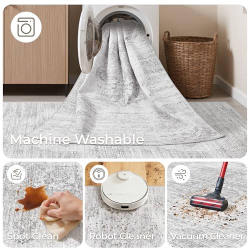 2x8 Runner Rug Non Slip (Light Grey/White / 2' x 8' (Runner))