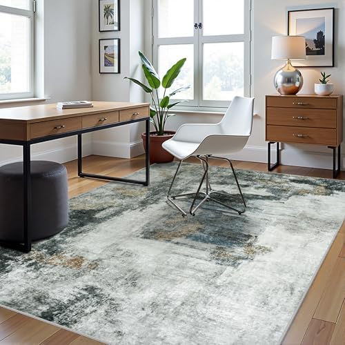 6x9 Area Rugs for Living Room Washable Bedroom Dining Room Black Gold (Black Gold/Multi / 6' x 9' (Rectangular))
