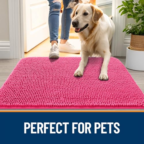 Dog Door Mat for Muddy Paws 59x35 (Hot Pink / 59" X 35")