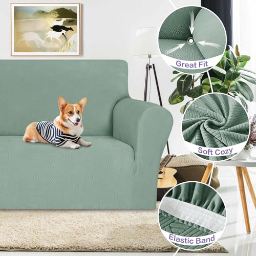 Super Stretch Loveseat Covers (- Pea Green / Medium (57"-70"))