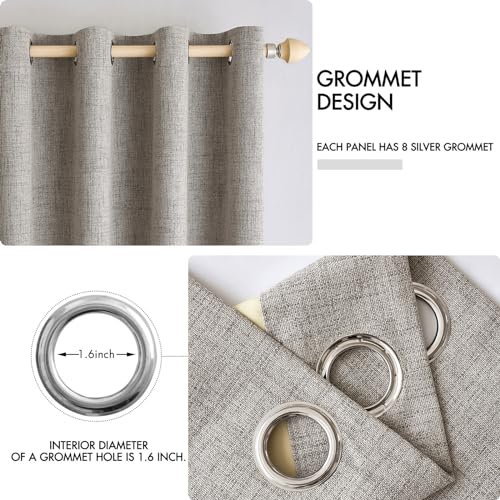 100% Blackout Linen Curtains for Bedroom 42x84 Inches Warm Taupe (Warm Taupe / 42"W x 84"L (Pack of 2))