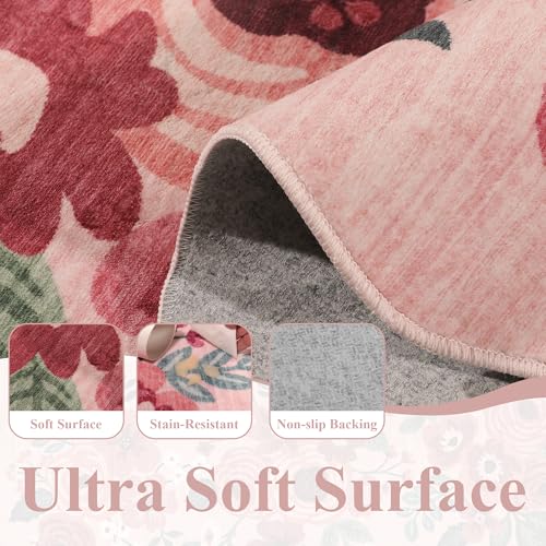 2.6x12 Washable Runner Rug (Pink (Big) / 2'6" x 12' (Rectangular))