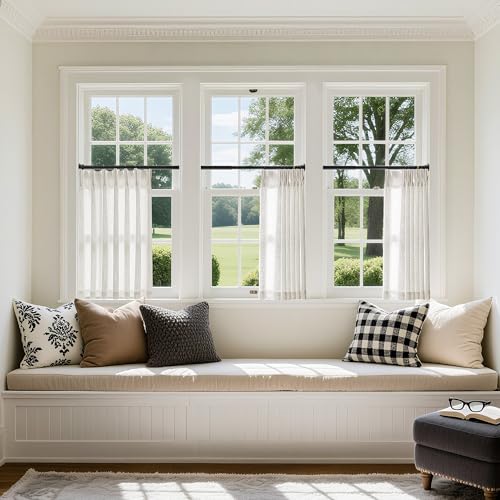 Pinch Pleated Linen 36 Inch Length Kitchen Curtains 2 Panels Set (Natural / 40"W x 36"L (Pack of 2))