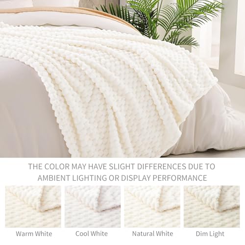 Large 3D Fleece Throw Blanket for Couch (Ivory / Throw ( 50x70 IN ))