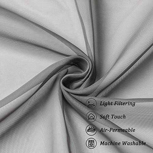 Voile Sheer Window Curtain Panels 54 Inch Long (Charcoal Grey / 42"W x 54"L (Pack of 2))