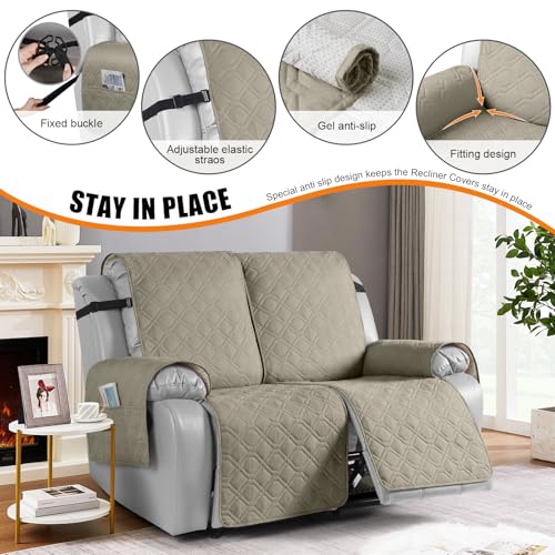 Waterproof Recliner Loveseat Covers Washable (Khaki / 2 Seater)