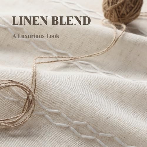 80% Boho Blackout Curtains 72 Inch Linen Blend Drapes 2 Panels (Greige / 52"W x 72"L (Pack of 2))