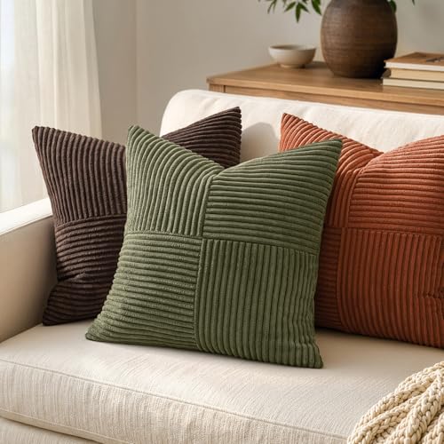 Olive Green Decorative Throw Pillow Covers for Couch 20x20 Inch (20" x 20" (Pack of 2) / Olive Green)