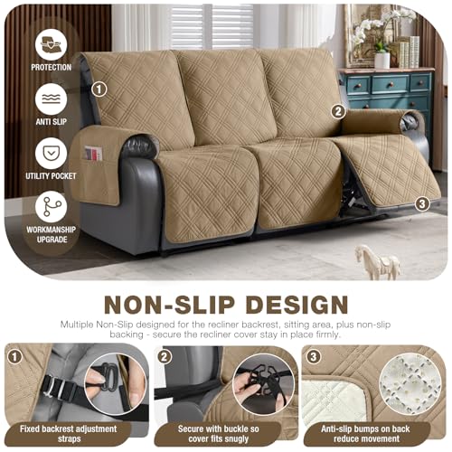 100% Waterproof Recliner Sofa Cover (Camel / 3 Seater Standard)