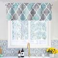 Moroccan Valance Curtains for Kitchen Cafe Aqua Grey 52x18 1 Panel (Rod Pocket | Aqua and Grey / 50"W x 18"L (Pack of 1))