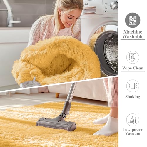 9x12 Machine Washable Large Area Rugs for Living Room (9x12 Ft / Mustard Yellow)