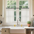 Natural Cream Linen Cafe Curtains 24 Inch Length Pinch Pleated 2 Panels Set (Natural / 40"W x 24"L (Pack of 2))