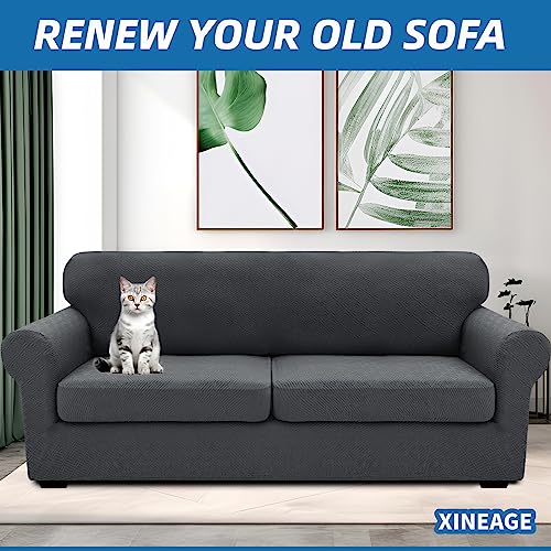 3 Piece Stretch Sofa Cover (71"-91"(2 Cushions) / Dark Gray)