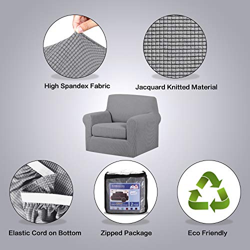2 Pieces Armchair Cover Chair Slipcovers with Arms Furniture Protector Cover Fit Armchair Width Up to 47 Inch (Small / Dove)