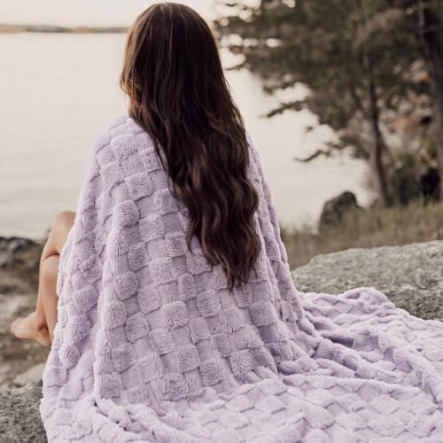 Checkered Soft Cozy Twin XL Blanket for Bed (04 Lavender Fog / Twin XL (66" X 90"))