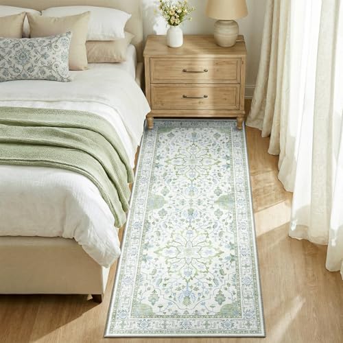 Washable Area Rug (Green/White/Blue / 2' x 6' (Rectangular))