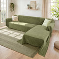2 Pieces Sectional Couch Covers L Shaped Cover XXL Green (Green / 71"×118"+71"×118")