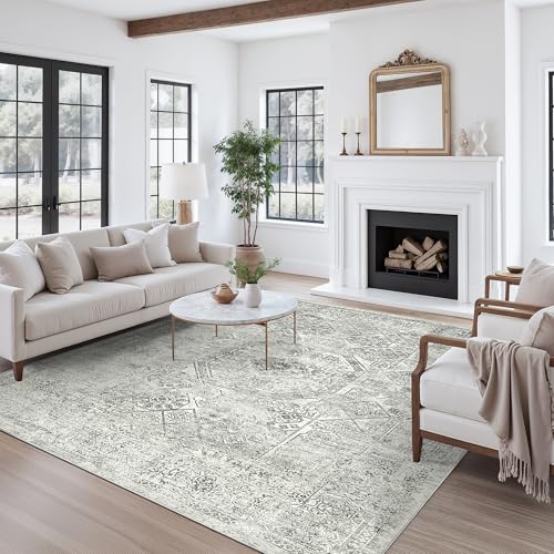 Washable Area Rug 8x10 Large Soft Living Room Rugs Light Gray (Light Gray / 8' x 10' (Rectangular))