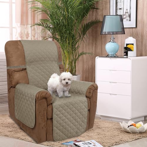 Reversible Recliner Chair Covers (Khaki/Light Grey / 28''recliner-oversized)
