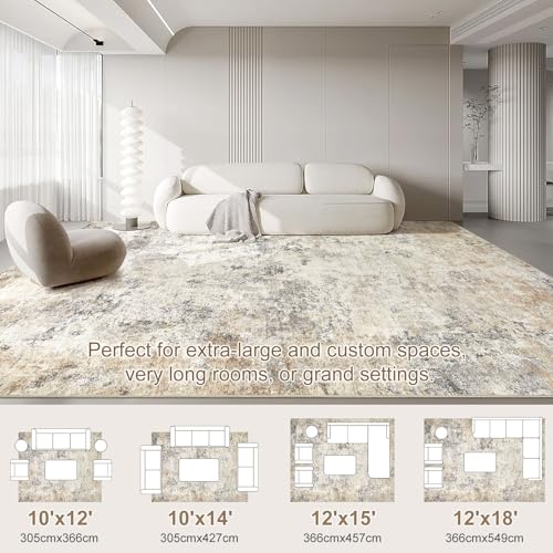 12x15 Area Rug Living Room Rugs (Golden Grey / 12' x 15' (Rectangular))