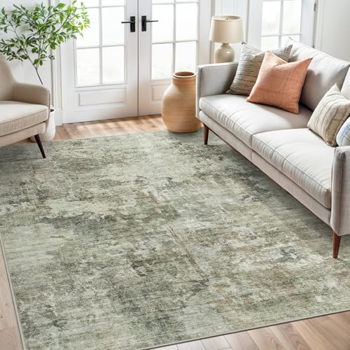 Abstract Area Rug 6x9 for Living Room Washable Rugs Green Black (Green Black / 6' x 9' (Rectangular))