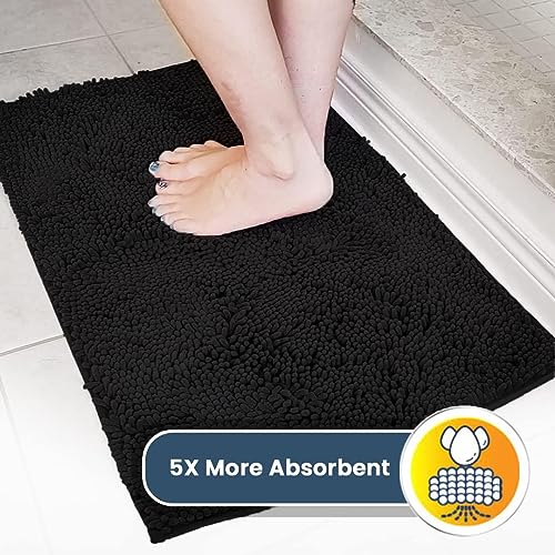 Super Water Absorbent Door Mat Indoor (Black / 24" x 36")