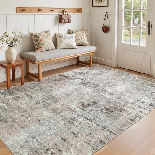 Abstract 3x5 Rugs (Pink/Grey / 3' x 5' (Rectangular))