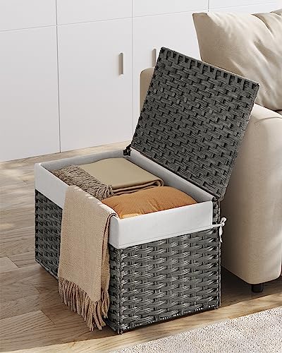 Woven Storage Basket with Lid (105 L / Gray)
