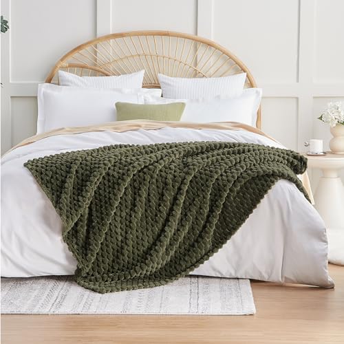 Turtle Shell Throw Blanket Moss Green for Couch Gentle Soft Fleece (Moss Green / Throw)
