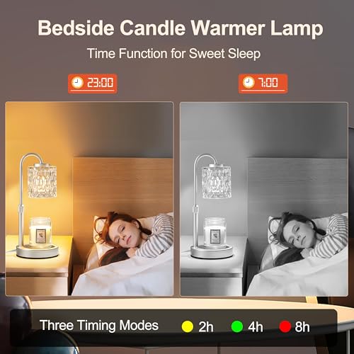 Dimmable Candle Warmer Lamp with Timer (Silver-glass)