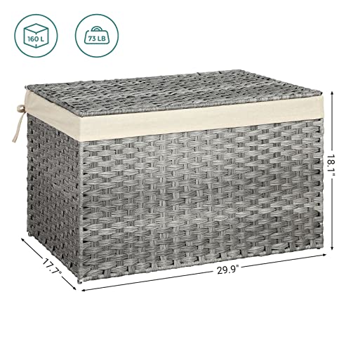 Woven Storage Basket with Lid (160 L / Gray)