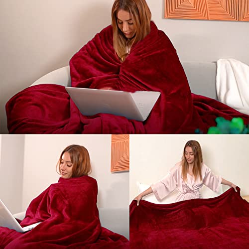 Red Fleece Plush Throw Blanket 50"x60"for Couch Sofa Fuzzy Cozy Flannel (Red / Throw(50"×60"))
