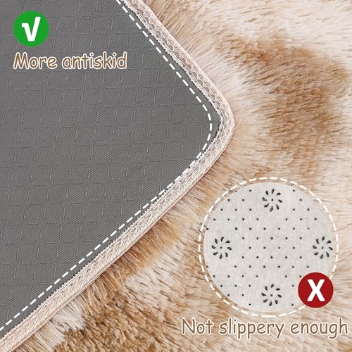 Super Soft Fluffy Living Room Area Rugs 2x8 ft Tie (Tie-dyed Beige / 2' x 8' (Runner))