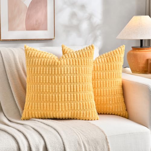 4 Packs Decorative Throw Pillow Covers for Living Room Couch Bed (18" x 18" (Pack of 4) / Yellow Green Series)