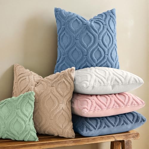 Faux Fur Soft Dusty Blue Throw Pillow Covers 20x20 Set of 2 (20" x 20" (Pack of 2) / Dusty Blue)