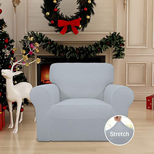 Stretch Chair Slipcover with Arm Washable Silver Gray (Small Chair / Silver Gray)