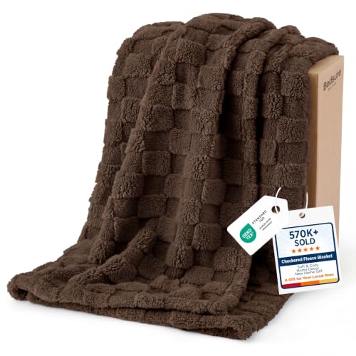 Checkered Soft Cozy Fall Twin Blanket for Bed (Brown / Twin (60" X 80"))