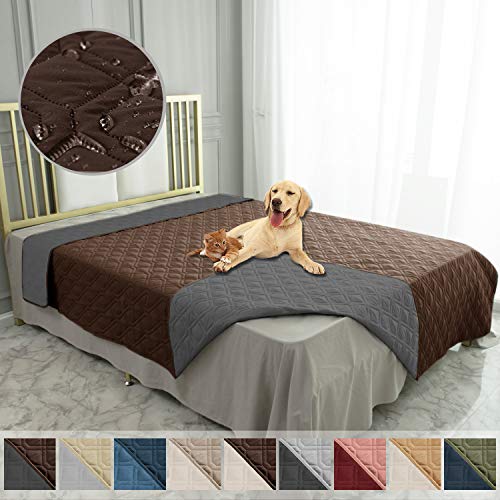 Waterproof Dog Bed Cover Pet Blanket for Furniture Bed Couch Sofa Reversible (82x120 Inch (Pack of 1) / Chocolate+darkgrey)