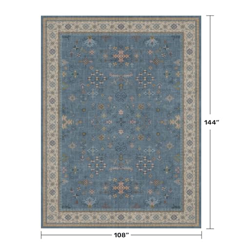 Boho 9x12 Soft Rugs for Living Room (9' x 12' (Rectangular) / Dusty Blue)