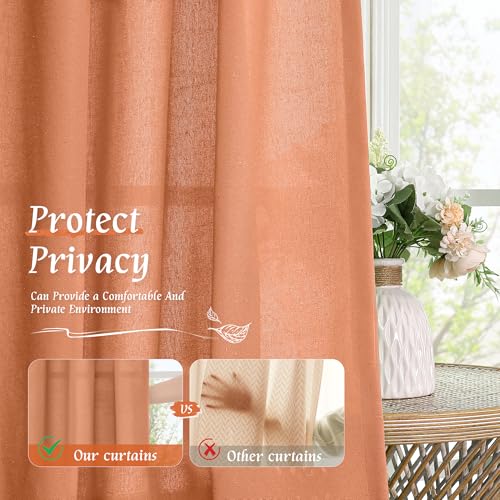 Terracotta Linen Curtains 72 inches Long for Living Room 2 Panels (Terracotta-1 / 52"W x 72"L (Pack of 2))
