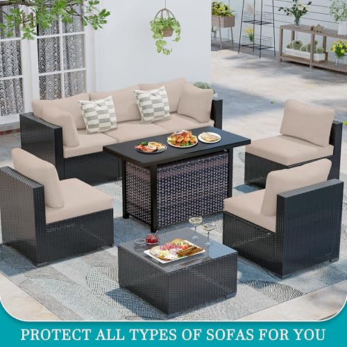 12 Pcs Outdoor Cushion Covers (Jacquard Twill Beige / 12PCS)