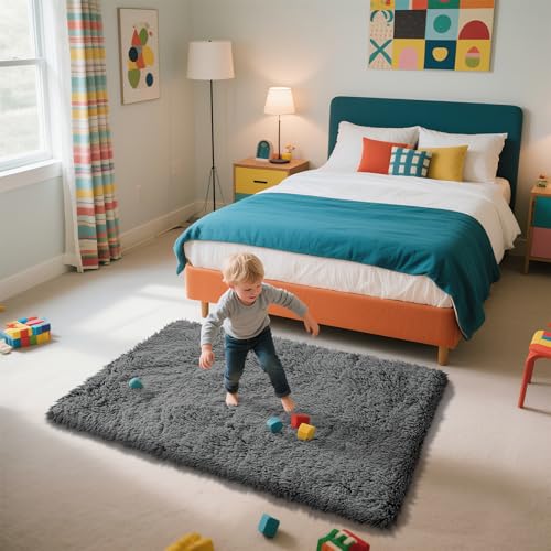 3x5 Area Rug for Bedroom (Deep Grey / 3' x 5' (Rectangular))