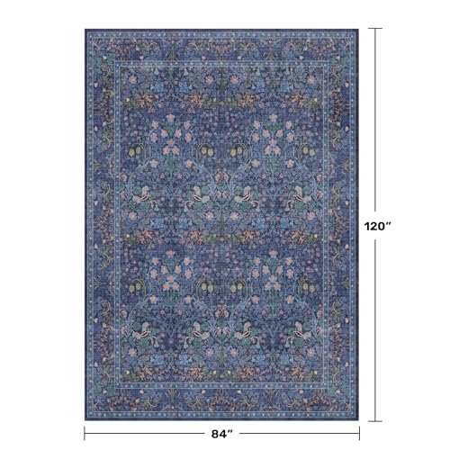 Vintage Dark Blue Living Room Rug (Dark Blue / 7' x 10' (Rectangular))
