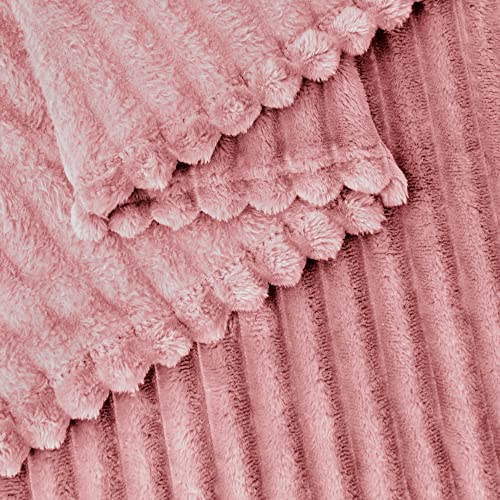 3D Ribbed Jacquard Pink Full Size Blankes for Bed (Dusty Pink / Full(84"x90"))